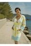 Peshtemal Bathrobe - Cotton - Hooded - Yellow Color with Green Stripes