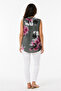 Women's Multi Color Patterned Italian Style Half Button Judge Collar Sleeveless Blouse - 2