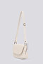 Women's Ecru Genuine Leather Mini Luxury Flap Shoulder Bag with Adjustable Strap - 3
