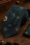 Green Beige Floral Pattern Classic Tie with Handkerchief Kk13712 - 2