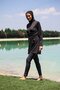 Rivamera 4-Piece Black Minimal Detailed Fully Covered Hijab Swimsuit – R1118 - 2