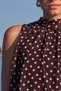 Women's Polka Dot Halter Neck Blouse - Brown - 2