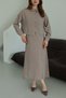Mink Crop Shirt Long Modal Dress Set - El51153 - 2