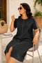 - Large Size - Women's Zipper Stone and Lace Detailed Vintage Dress C409-Black - 5