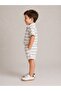 Special Pattern, Beige Striped Cotton/Flax Shirt Shorts Set Comfortable Fit - 2