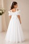 My Little Girl's Cicileri Off-The-Shoulder Floral Embroidered Girls' Chiffon Evening Dress - White - 3