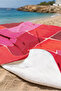Modern Geometric Plaid Beach Towel - Red Purple Abstract Design Quick Dry Microfiber Towel Coverlet - 5