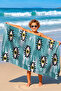 Nazar Eye Motif Beach Towel Coverlet - Bohemian Turquoise Modern Quick-Drying Microfiber Towel Coverlet - 2