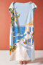 Luxury Beach Towel with Mediterranean Sea View - Bohemian Marine Blue and White Quick-Dry Microfiber Towel - 2