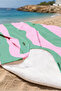 Striped Pink Green Modern Beach Towel - Minimalist Cross Line Quick-Dry Microfiber Towel - 5