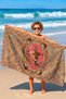 Vintage Bohemian Beach Towel with Leopard Figure - Baroque Floral Beige Pink Quick-Drying Microfiber Towel - 4