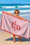 Heart Themed Striped Pink Beach Towel-How Lucky Modern Red White Quick Dry Microfiber Towel