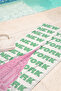 City-Themed New York Beach Towel - Modern Typographic Pink Green Quick-Dry Microfiber Towel