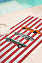 Car-Themed Striped Kids Beach Towel - Red and White Modern Quick-Dry Microfiber Towel
