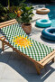 Sun-Themed Checkered Beach Towel Coverlet - Bohemian Green Yellow Modern Quick-Dry Microfiber Towel Coverlet - 4