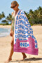 London Themed City View Beach Towel - Typographic Pink Blue Quick-Dry Microfiber Towel - 2
