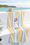 Duck Figured Striped Children's Beach Towel - Yellow Blue Modern Girls' Quick-Drying Microfiber Towel - 6