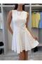 Rochie mini albă brodată pentru femei - 2