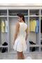 Rochie mini albă brodată pentru femei - 4