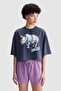 Ecko Red Ana Loose Fit Crew Neck Printed 100% Cotton Women's Gray Tshirt - 2