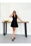 Women's Halter Neck Halter-Back Low-Cut Buttoned Mini Dress - 5