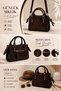 Coffee-Colored Women's Hand and Shoulder Bag with Double Handles, Crossbody Strap, Zipper, Daily Bag, Size 20, Length 14