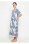 Women's Floral Print Short Nightgown - Comfortable Sleepwear Dress with Short Sleeves - 2