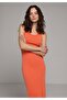 Slim Fit Plain Women's Orange Sleeveless Dress