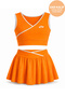 Girls' Swimsuit with Piping Detail, Zero Sleeve Top, Shorts and Skirt 26607 Neon Orange - 2