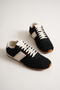 Men's Suede Retro Stripe Stitching Detailed Sneaker Lightweight Thin Sole Casual Sports Shoes