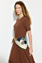 Short Sleeve Knitted Long Cotton Dress - Brown - 4