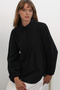 Women's Textured Oversize Linen Shirt 20381 - Black - 4