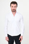 Straight Slim Fit High Collar Long Sleeve Men's Shirt White - 27151.26Y