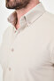 Striped Slim Fit Stand Collar Long Sleeve Men's Shirt Beige - 27152.26Y - 2