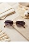 Men's Square Rectangular Eştef Single Sunglasses, Uv Protection, Retro Vintage Design, Stylish Premium Glasses with Gold Detail - 5