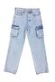 Men's Cargo Pocket Baggy Jean Denim Pants Comfortable Fit Denim Trousers - Ice Blue