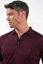 Burgundy Polo Collar Short Sleeve Knitted Comfort Fit 100% Cotton Sweater 1012260151 - 4