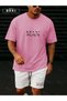 Man Printed Large Size Unisex Oversize T-Shirt Shorts Set - 2