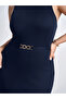 Black Plus Textured Sleeveless Bodycon midi Dress with Belt - 4