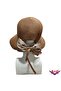 Women's Sun-Protective Straw Beach Hat with Adjustable Velcro Bow Detail on the Back and Stripes - 3