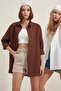 Women's Oversize Cut Basic Cotton White and Brown Shirt