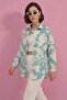 Women's Basic Oversize Patterned Cotton D. Mint Shirt