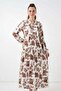 Women's Authentic Patterned Viscose Tan Hijab Dress - 4