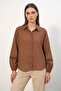 Women's Oversize Scallop Patterned Tan Shirt