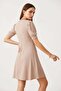 Women's Square Neck Short Sleeve Embossed Patterned Biscuit Dress - 6