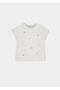 Girl's Stone Embroidered T-Shirt Cream 854 - 2