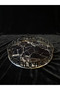 Decorative Round Chrome Metal Glass Presentation Tray with Marble Pattern-Silver - 2
