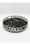 Decorative Round Chrome Metal Glass Presentation Tray with Marble Pattern-Silver