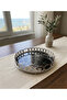 Decorative Round Chrome Metal Glass Presentation Tray with Marble Pattern-Silver - 4