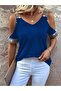 Women's Off-The-Shoulder V-Neck Strappy Viscose Blouse - 2
